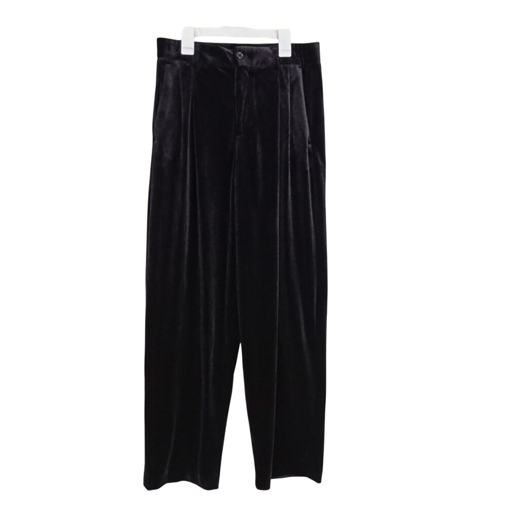 Zara Pants Velvet Wide-Leg Trousers With Side & Back Pockets Size S Purple women